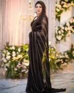 Marayam Nafees: Heavily Embroidered Chiffon Saree - Image 2