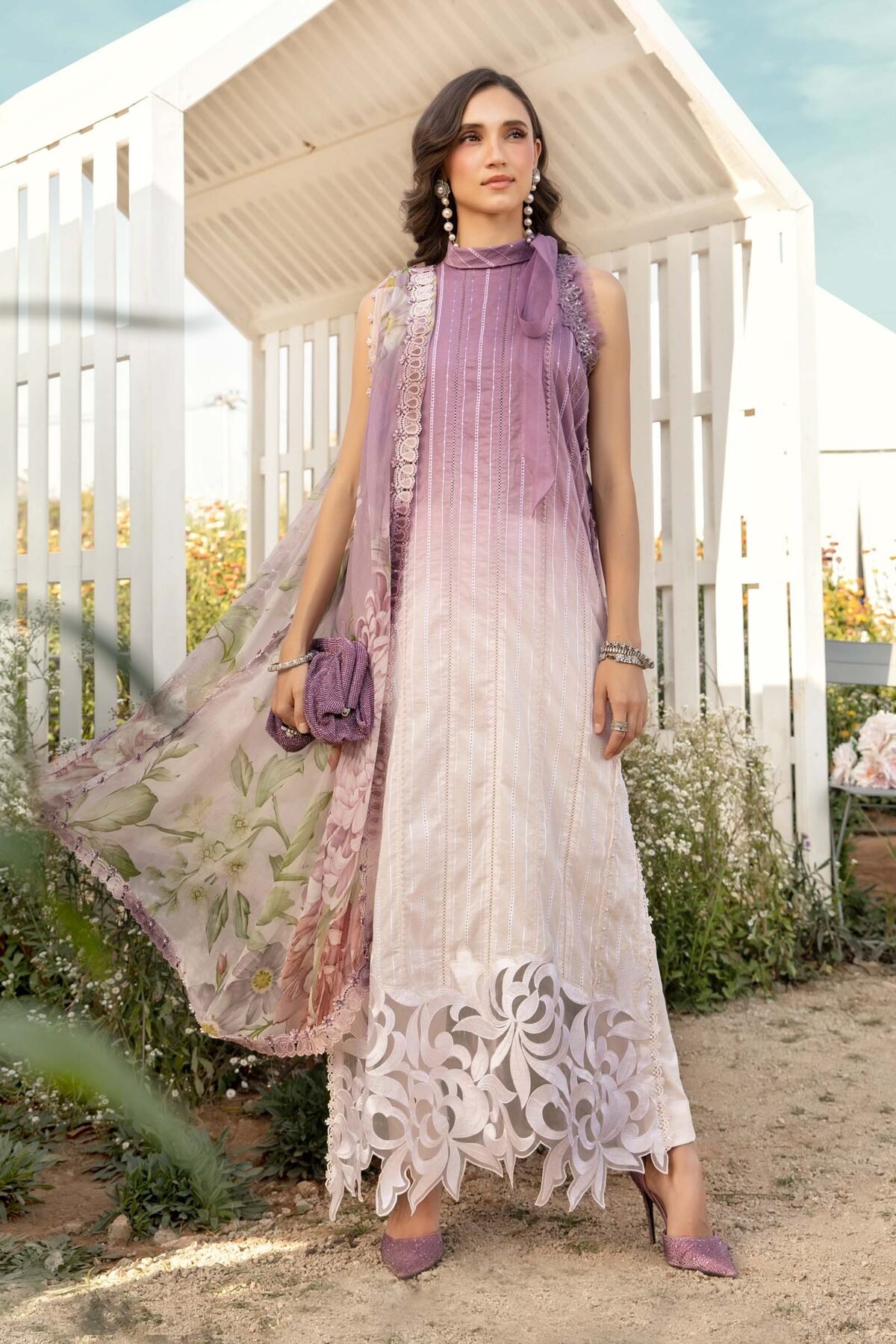 MARIA B M: Unstitched Ornate Lawn Collection 2025 - Image 1