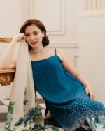 Lulusar Blue: Sharmooz Silk, Handwork, Unstitched - Image 3