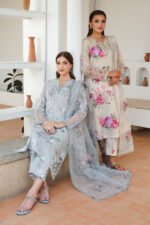 Baroque Lawn: Printed Front, Embroidered Sleeves - Image 4