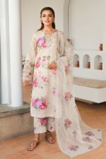 Baroque Lawn: Printed Front, Embroidered Sleeves