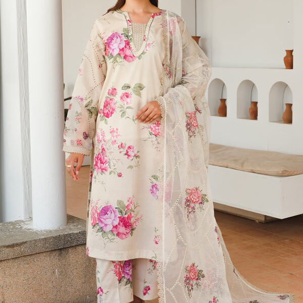 Baroque Lawn: Printed Front, Embroidered Sleeves