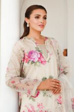 Baroque Lawn: Printed Front, Embroidered Sleeves - Image 3