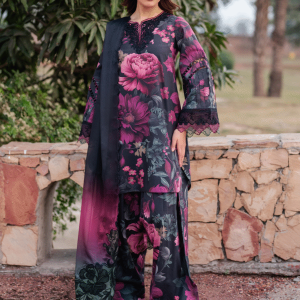 Iznik Lawn Suit With Chiffon Embroidered Dupatta