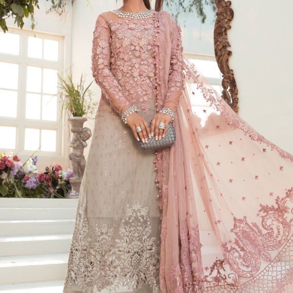 Maria B Wedding & Eid: Chiffon, Handwork, 3D Blooms