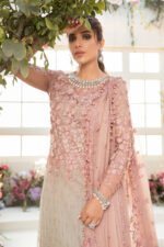 Maria B Wedding & Eid: Chiffon, Handwork, 3D Blooms - Image 3