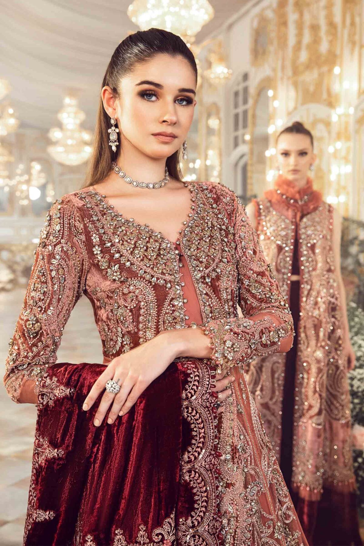 Maria B Replica: Net Frock, Silk Trouser - Image 3