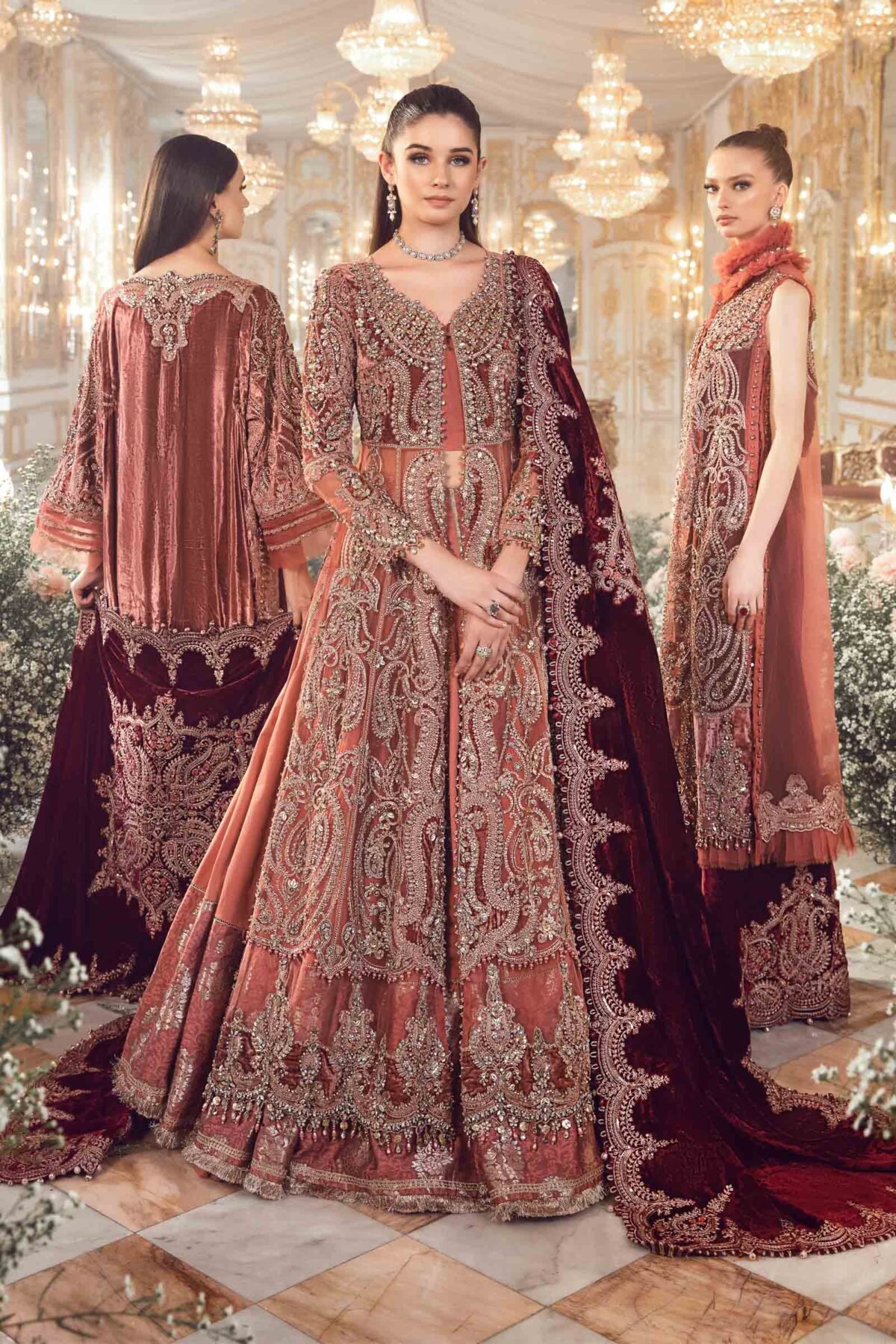 Maria B Replica: Net Frock, Silk Trouser - Image 5