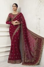 Maria B Wedding Saree With Embroidered Pallu - Image 2