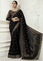 Maria B Wedding Saree With Embroidered Pallu - Image 4