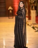 Marayam Nafees: Heavily Embroidered Chiffon Saree - Image 3