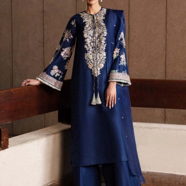 HUSSAIN REHAR Formal | Unstitched Raw Silk Embroidered Dress