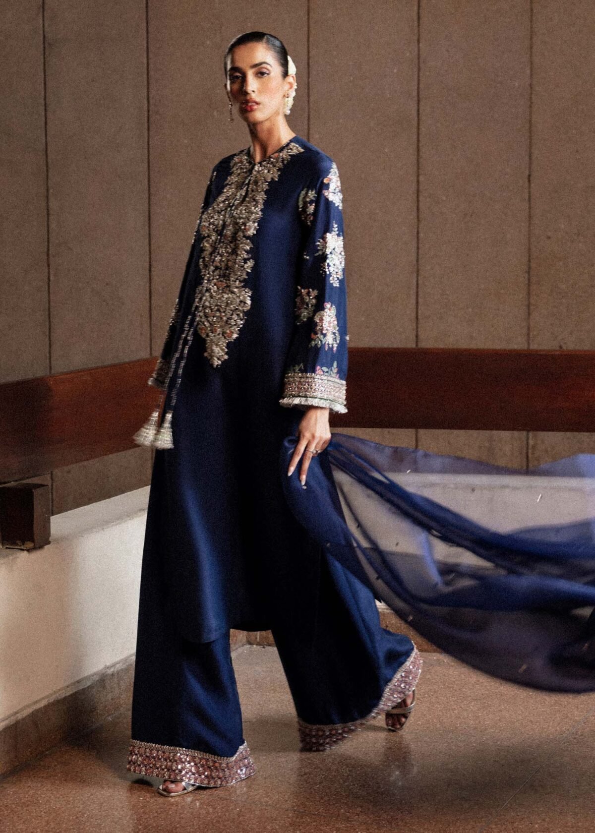 HUSSAIN REHAR Formal | Unstitched Raw Silk Embroidered Dress - Image 2
