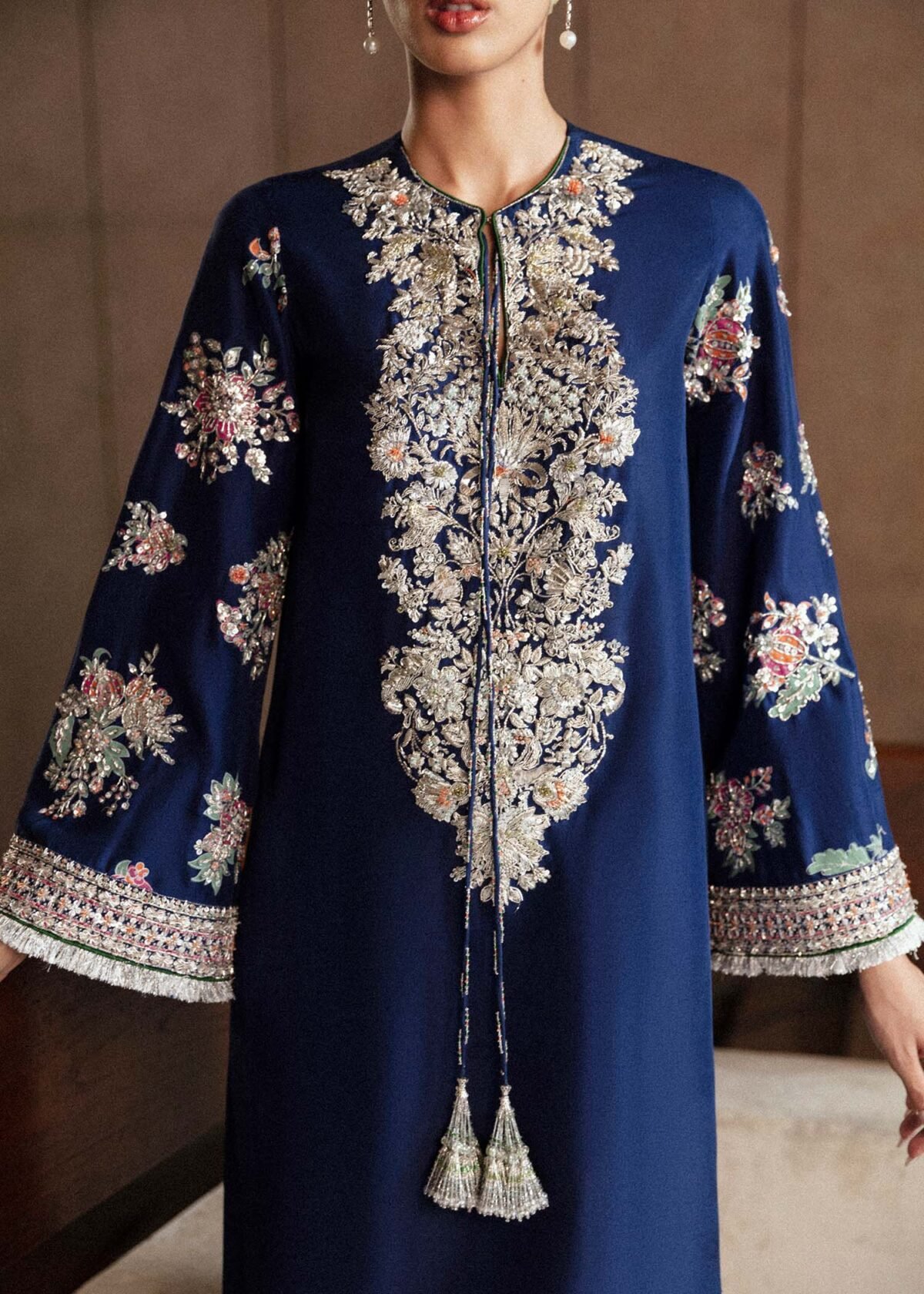 HUSSAIN REHAR Formal | Unstitched Raw Silk Embroidered Dress - Image 3
