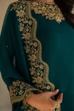 Unstitched Baroque Chiffon Luxury Embroidered Formal Suit - Image 4