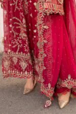 Unstitched Maria B Chiffon Red Embroidered Spengle Suit - Image 5