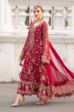 Unstitched Maria B Chiffon Red Embroidered Spengle Suit - Image 2