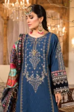 Unstitched Maria B Chiffon Midnight Blue Embroidered Suit - Image 4