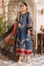 Unstitched Maria B Chiffon Midnight Blue Embroidered Suit
