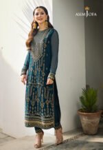 Unstitched Asim Jofa Chiffon Replica Suit With Sequence - Image 2