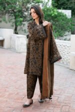 Unstitched Baroque Lawn Replica Suit With Silk Dupatta