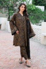 Unstitched Baroque Lawn Replica Suit With Silk Dupatta - Image 3