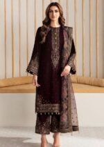 Unstitched Baroque Luxury Velvet Mehroon Suit Replica