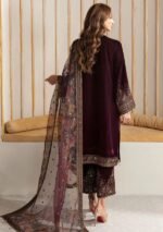 Unstitched Baroque Luxury Velvet Mehroon Suit Replica - Image 2