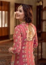 Unstitched Crimson Chiffon 3-Piece Embroidered Replica Suit - Image 3