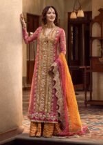 Unstitched Crimson Chiffon 3-Piece Embroidered Replica Suit