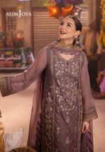 Unstitched Asim Jofa Chiffon Zari Embroidered 3-Piece Suit - Image 3