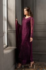 Unstitched Azure Chiffon Heavy Embroidered 3-Piece Suit - Image 2