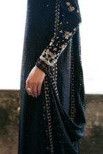 Unstitched Suffuse Jet Black Chiffon Luxury Embroidered Suit - Image 5