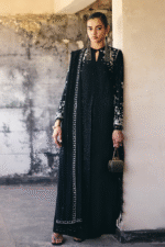 Unstitched Suffuse Jet Black Chiffon Luxury Embroidered Suit - Image 2