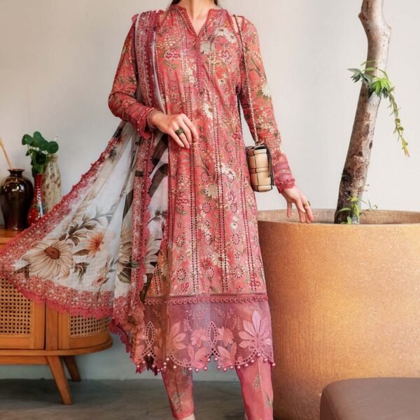 Unstitched Maria B Lawn Chiffon Embroidered 3Pc Suit