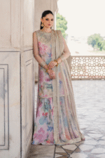 Unstitched Jazmine Embroidered Digital Lawn Suit With Net Dupatta - Image 2