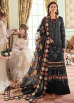 Unstitched Nureh Black Chiffon Organza Suit
