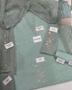 Unstitched Agha Noor Adda Work Organza 3Pc Suit - Image 6