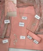 Unstitched Agha Noor Adda Work Organza 3Pc Suit - Image 5