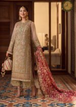 Unstitched Crimson Organza Embroidered 3Pc Suit
