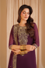 UNSTITCHED Iznik Chiffon Embroidered Replica Suit - Image 4