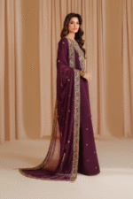 UNSTITCHED Iznik Chiffon Embroidered Replica Suit - Image 5