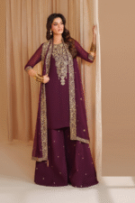 UNSTITCHED Iznik Chiffon Embroidered Replica Suit - Image 9