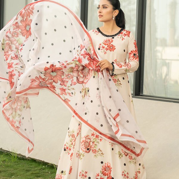 Unstitched Lulusar Silk Digital Print 3Pc Suit