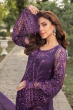 Unstitched Maria B Purple Luxury Chiffon Suit - Image 4