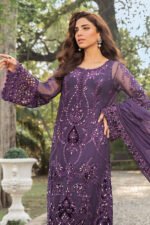 Unstitched Maria B Purple Luxury Chiffon Suit - Image 2